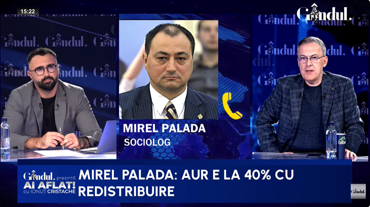 Sociologul Mirel Palada: AUR ar putea depăși pragul de 40% la alegeri anticipate