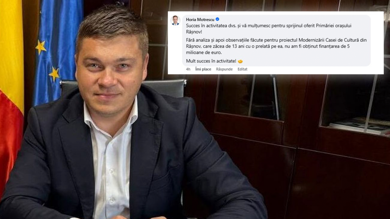 Primarul Râșnovului, Horia Motrescu, îi transmite felicitări ministrului Alexandru Stoica