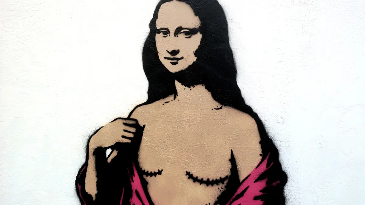 Mona Lisa cu cicatrici de mastectomie: noua pictură murală care atrage atenția asupra prevenției cancerului de sân