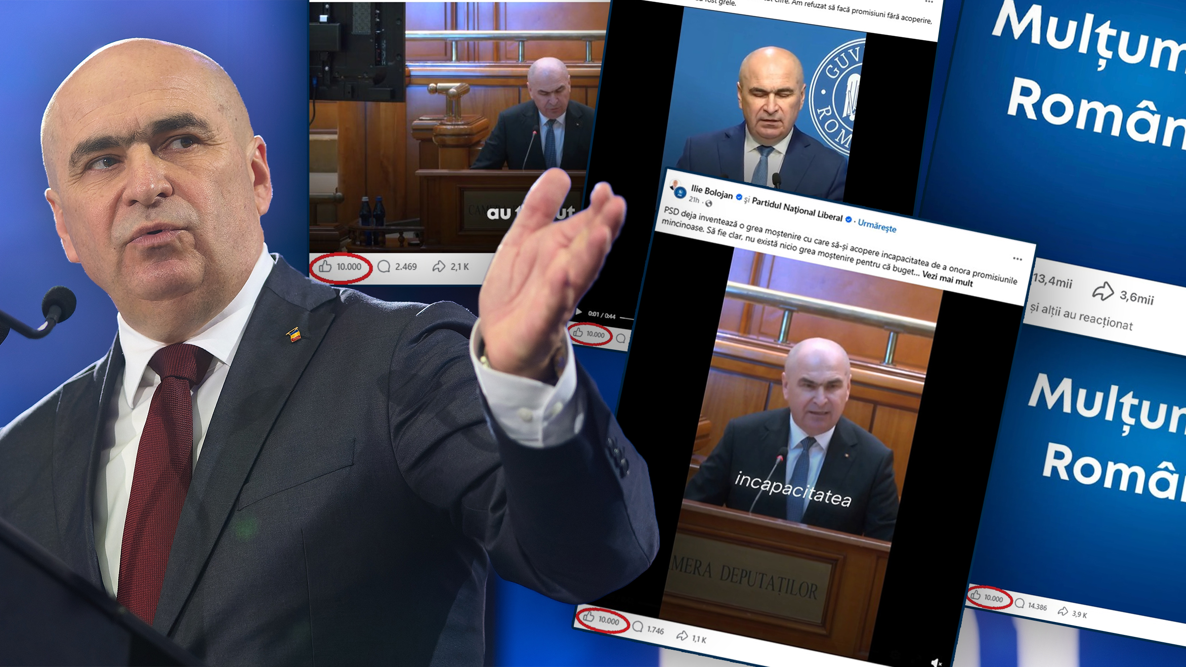 Anomalii pe pagina de Facebook a lui Ilie Bolojan: numărul de reacții a scăzut drastic