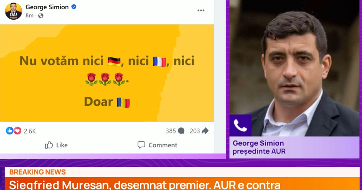 George Simion refuză să voteze un Guvern fără prezența AUR și acuză o înțelegere între Nicușor Dan și PSD