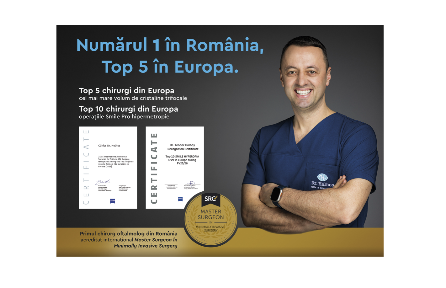 Dr. Teodor Holhoș a fost recunoscut în topul chirurgilor oftalmologi din Europa