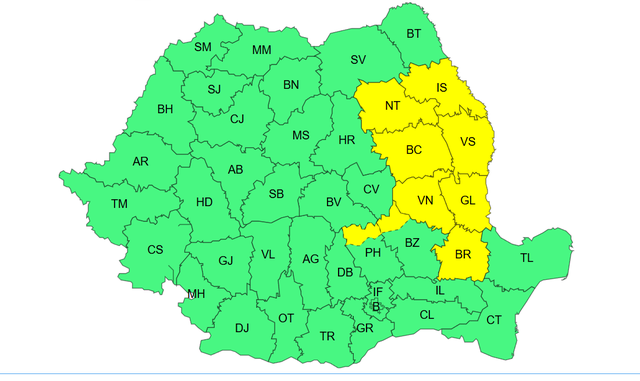 Avertisment de la meteorologi: Ploi torențiale și vânt puternic în anumite zone ale țării