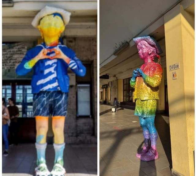 Controverse la Ploiești: PSD cere îndepărtarea vopselei de pe statuia Domnului Goe