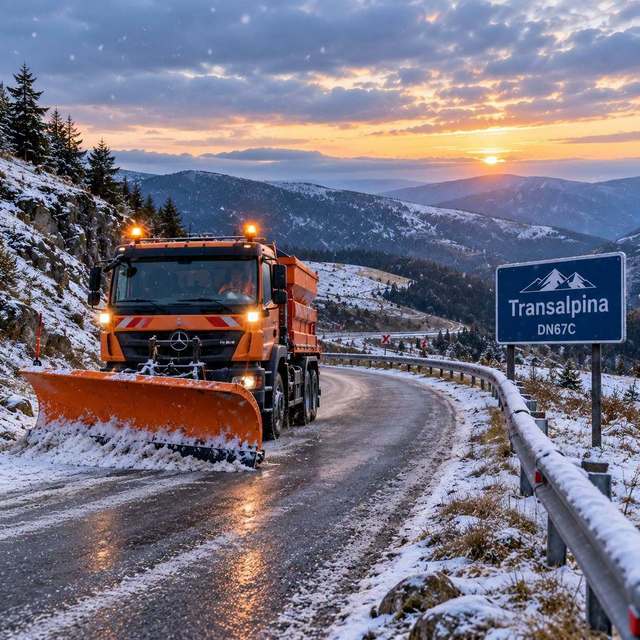 Condiții meteo dificile pe Transalpina: lapoviță și ninsoare, dar traficul rămâne permis