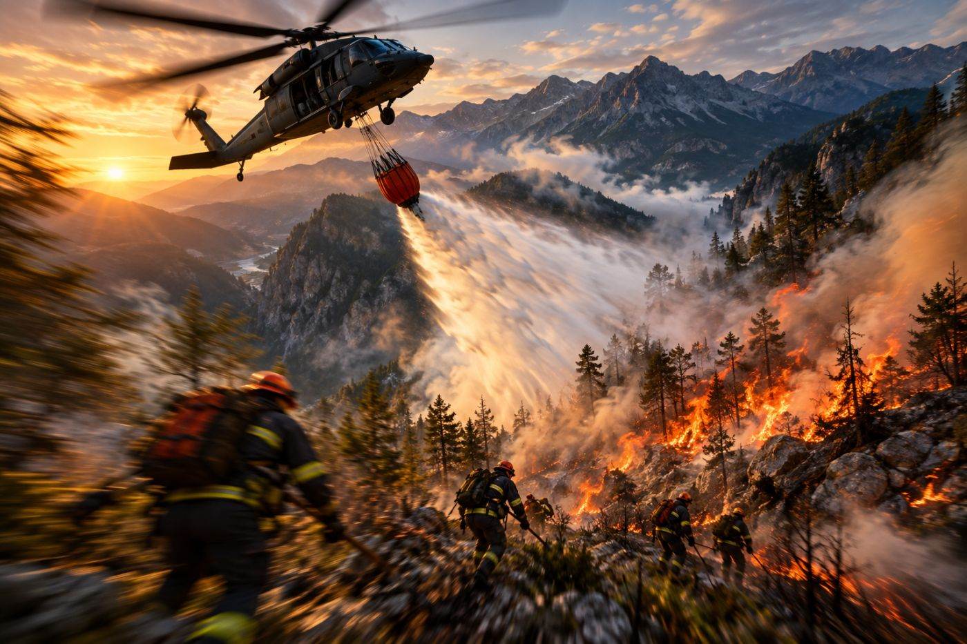 Elicopterul Black Hawk a intervenit pentru stingerea unui incendiu de pădure în masivul Retezat