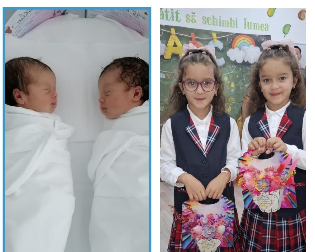 Povestea gemenelor născute în timpul pandemiei: de la riscurile din maternitate la primul pas în școală