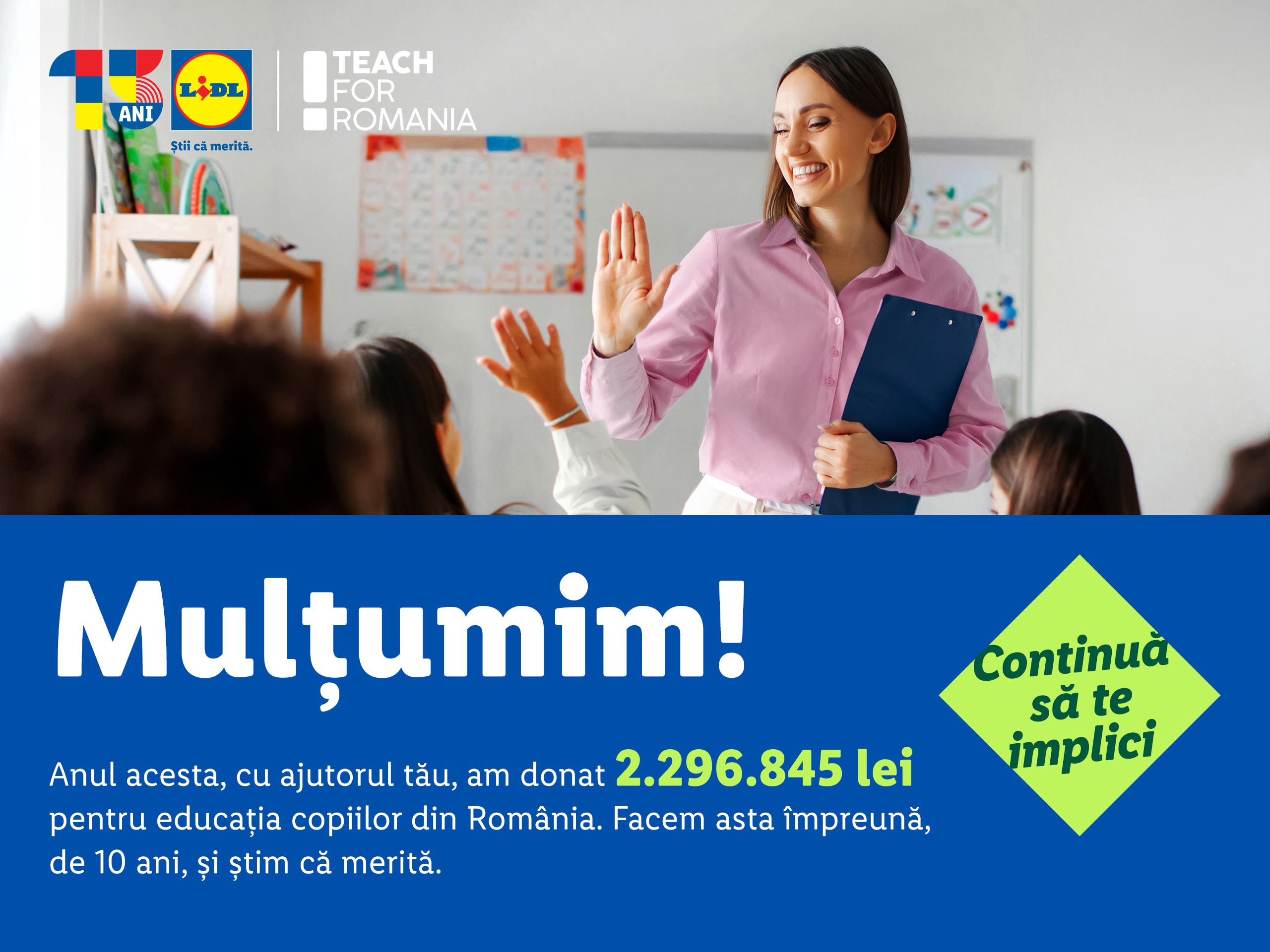 Lidl România donează peste 2,2 milioane de lei către Teach for Romania prin campania Back to school