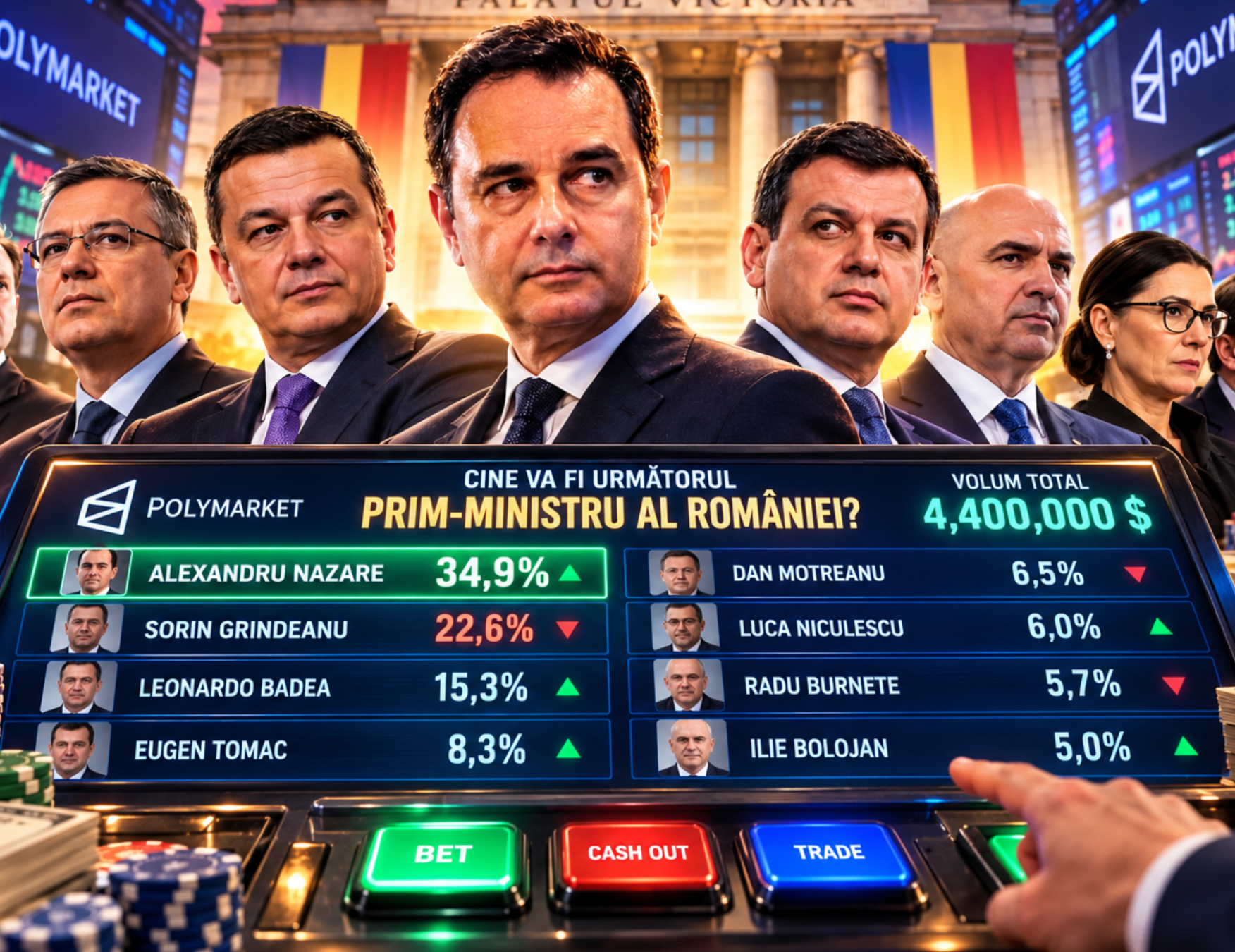 Cine este favoritul pentru funcția de premier al României, conform pariorilor de pe Polymarket