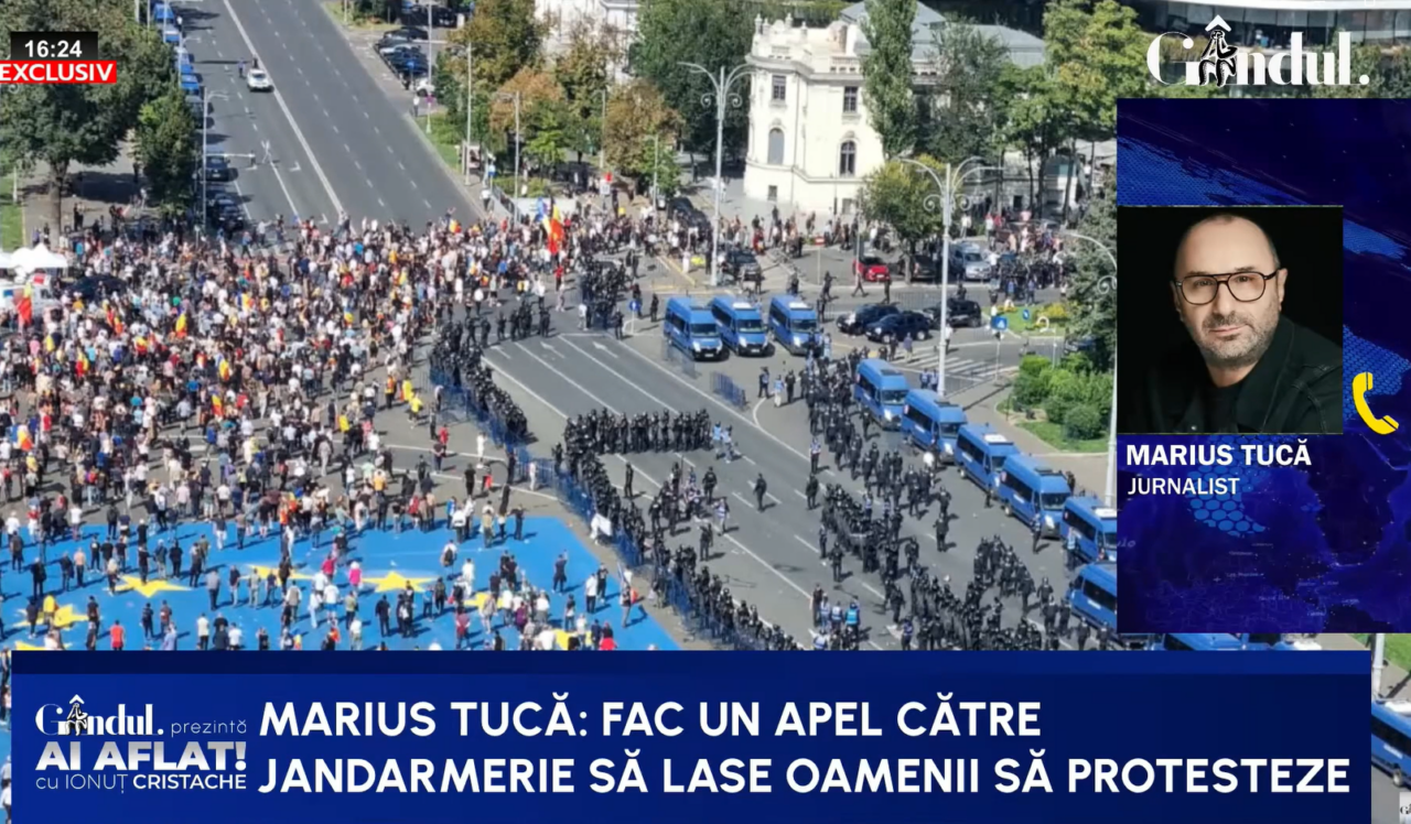 Marius Tucă cere jandarmeriei să nu mai intimideze cetățenii care protestează în România
