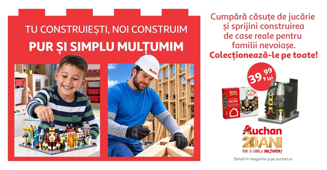 Auchan România lansează proiectul „Căsuțe pentru căsuțe” pentru construcția a 10 locuințe
